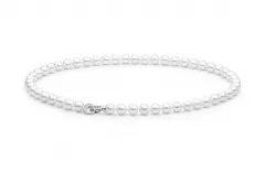 Gaura Pearls Perlenkette - weiß, rund, 55 cm, Zirkonia, 925 Silber